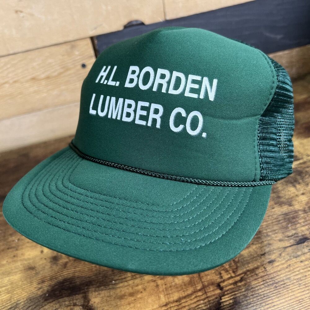 HL Borden Lumber Co. Vintage Rope Green Mesh Trucker Snapback Hat Baseball Cap